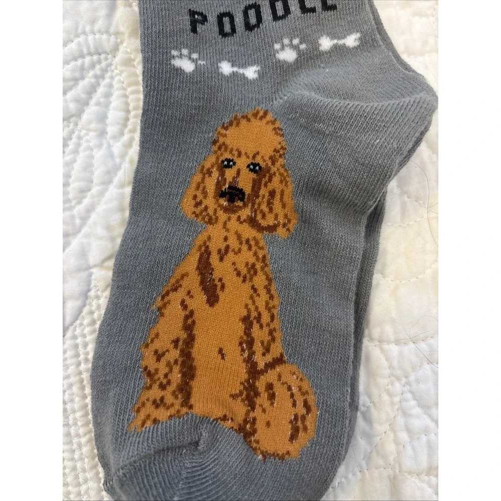 Foozy's Canine Collection Poodle Socks Women SZ 9-11 Gray Polyester Blend‎ New